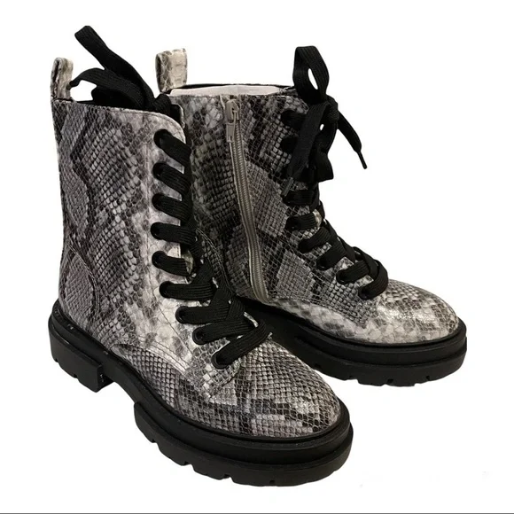 DOLCE VITA Flume Snakeskin Combat Boots - Picture 2 of 9